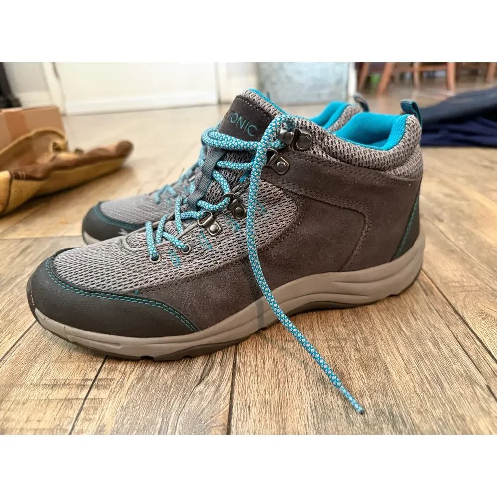 Vionic 3105 Cypress Hiking Sneakers Trail Boots Lace Up Gray Blue Size 9